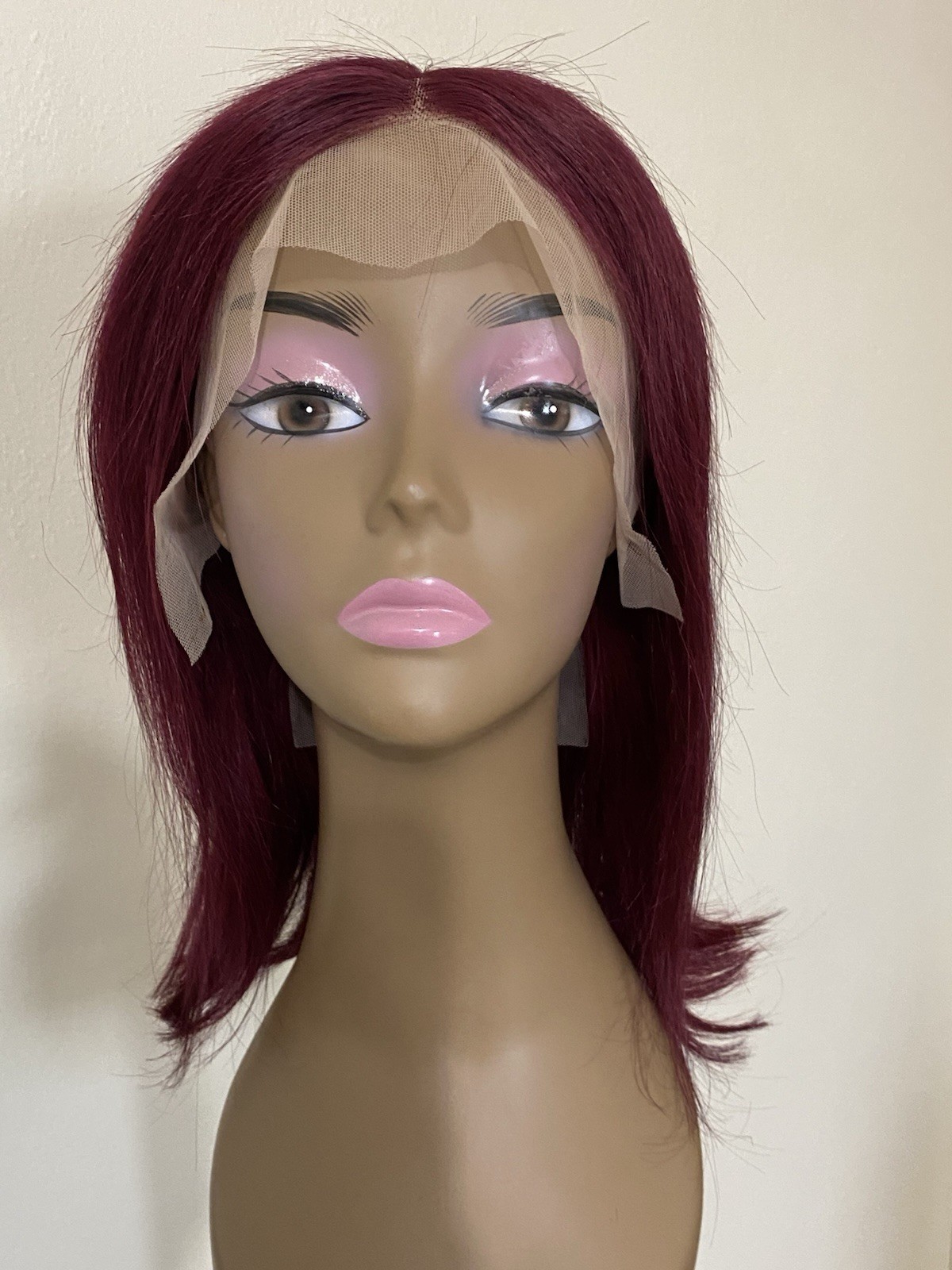 14 Inch 99J Burgundy Wig 13×4 Lace Front Human Hair Bob 150% Density Glueless