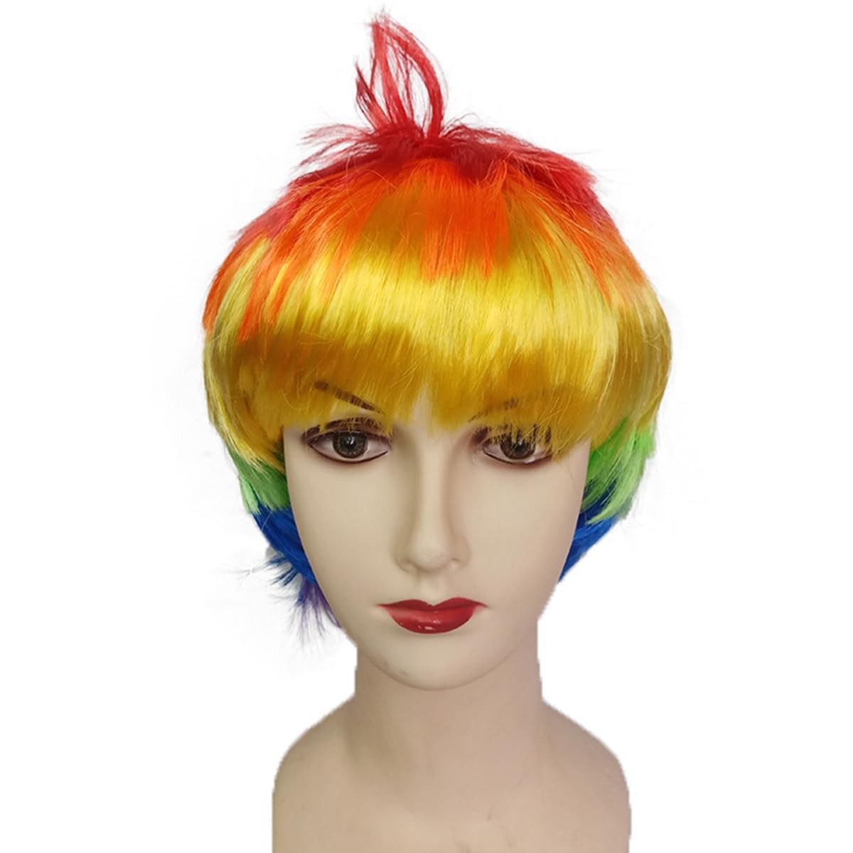 Rainbow LGBT Pride Day Synthetic Layered Short Straight Hair Wigs with Bangs …