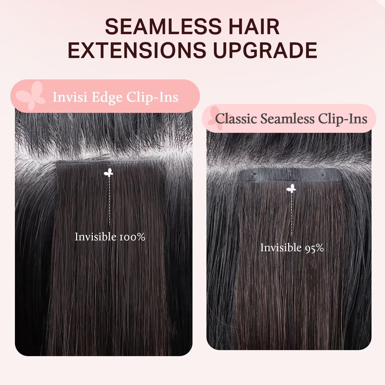 Doores Clip In Hair Extensions Set 18 Inch 130G 4Pcs Invisi Edge Clip Ins And