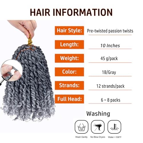 Pre-twisted Passion Twist Hair 10 Inch 8 packs Short Passion Twist Crochet