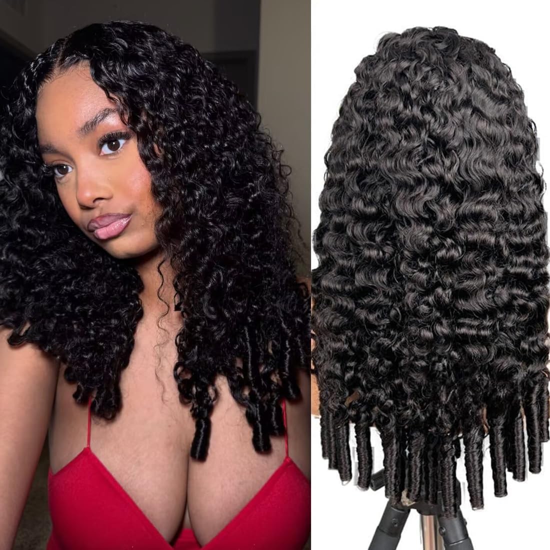 Burmese Curly Half Wig Human Hair 200% Density 3 In 1 Wear and Go Glueless Wi…