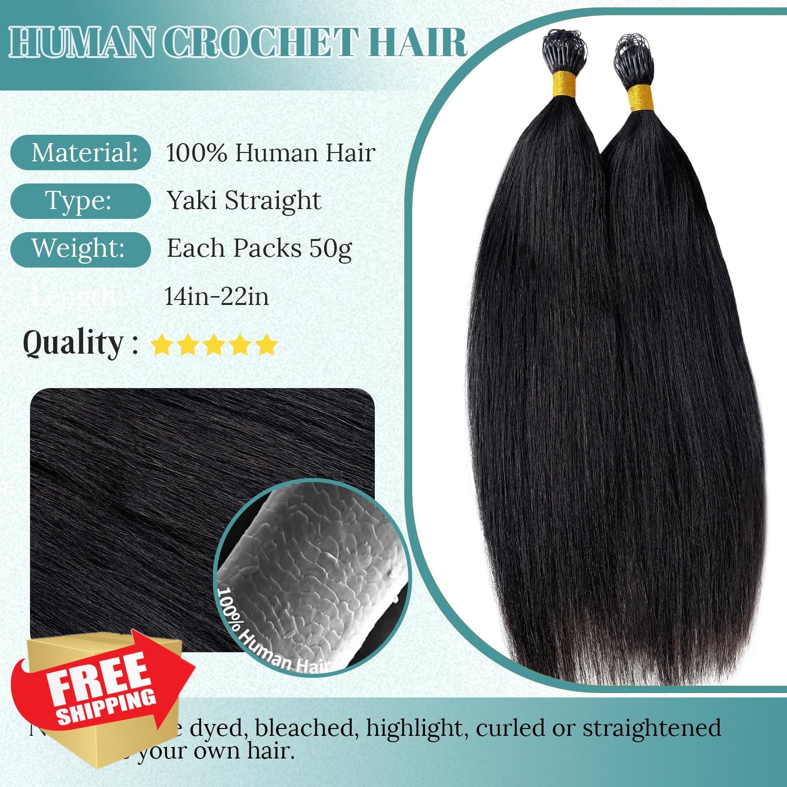 Munx 20 Inch #1B Yaki Straight Crochet Hair