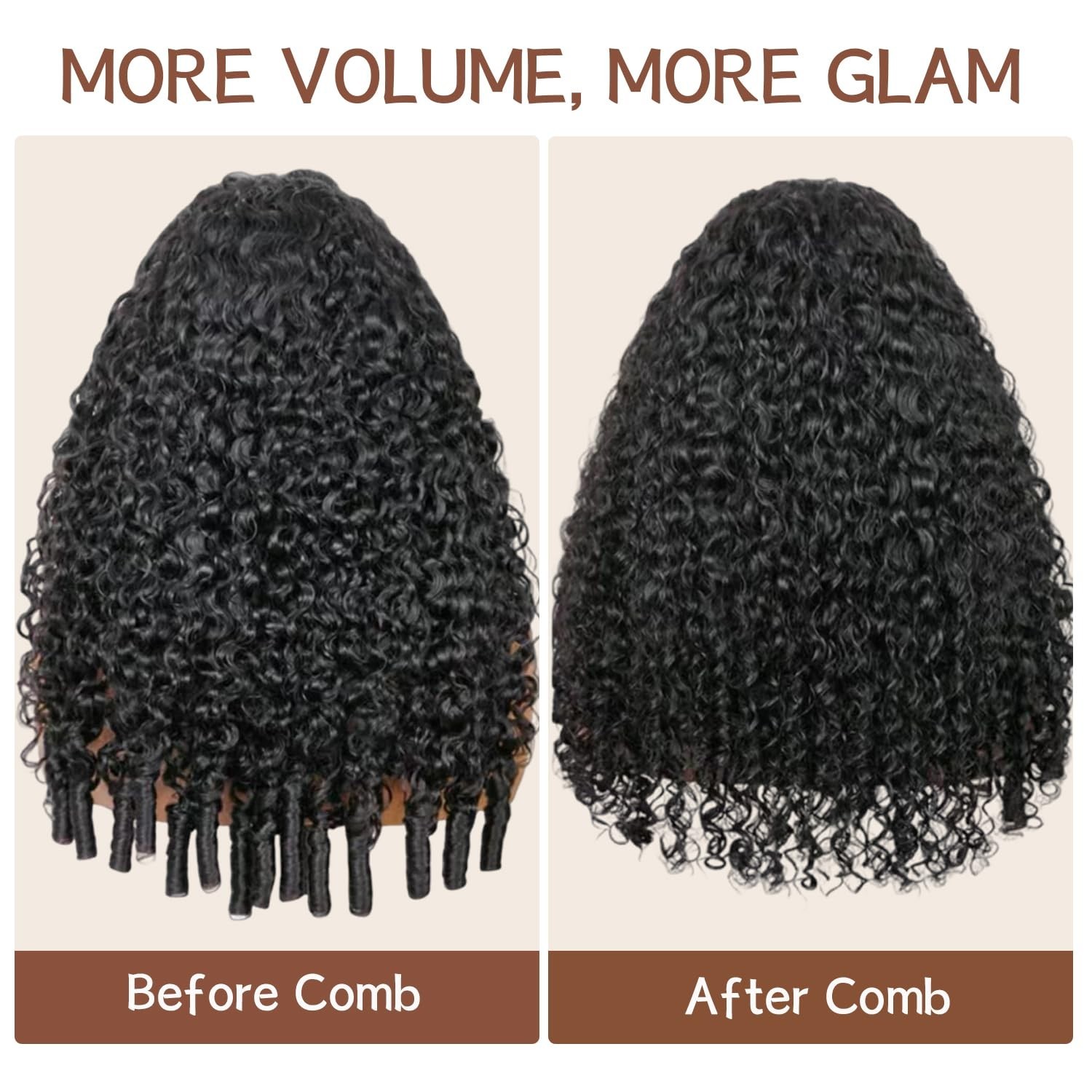 220% Density 20″ Curly Half Wigs – 100% Human Hair, Clip-In, Glueless, Drawstrin