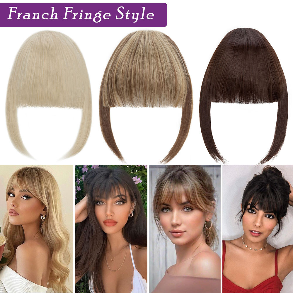 Highlight Bangs Clip in on Hair Extensions Thick/Thin Fringe As Human Hairpiece