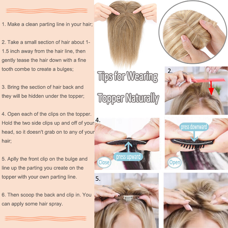15*15cm Women Real Human Hair Topper Large Silk Base TOP Hair Cover Hairpiece US