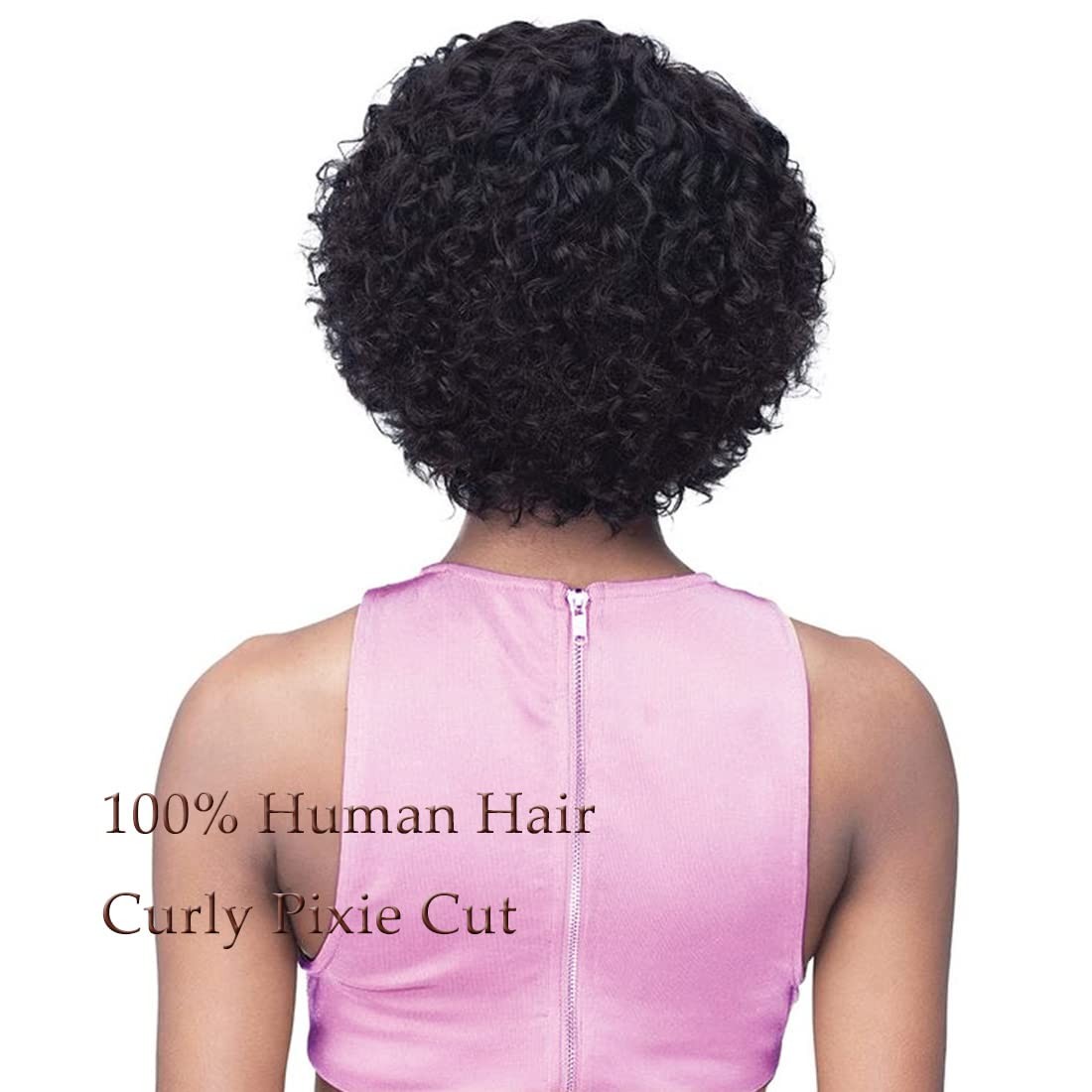 INSTASTYLE Short Curly Pixie Cut Lace Front Wigs 6 inch, 13X1 Human Hair HD Lace