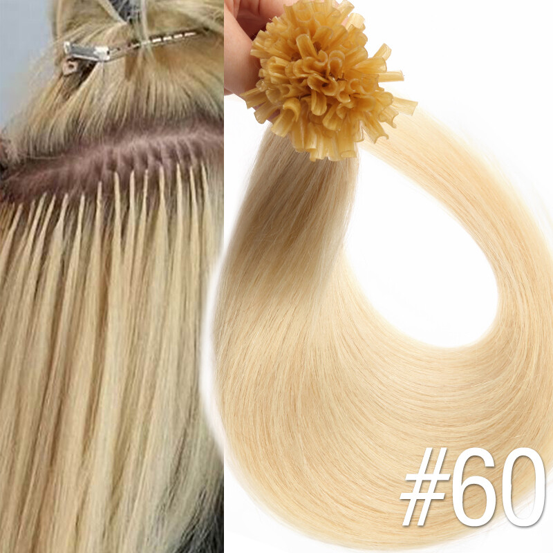 Glue Nail U Tip Real Remy Human Hair Extensions Keratin Fusion Full Head 150G