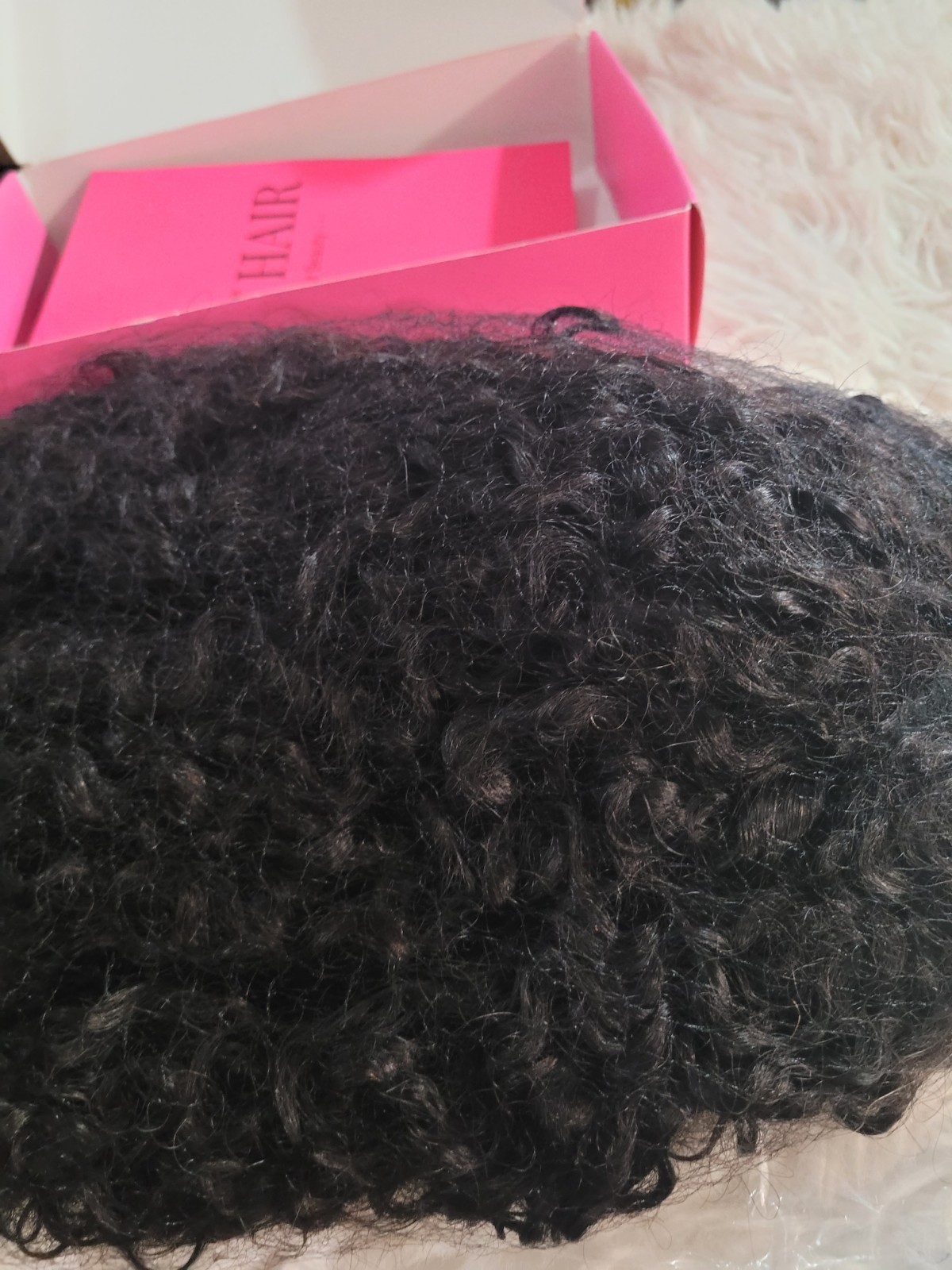 ISee V Part Kinky Curly Human Hair Wig 16″, Black New Open Box