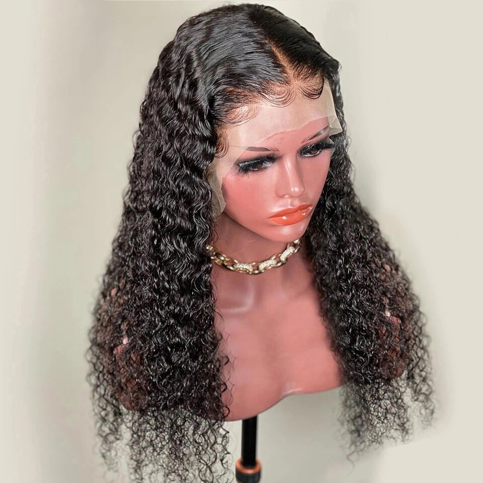 100% Human Hair Wigs Full Lace Deep Wave Wig Brazilian Black Wig Glueless Soft