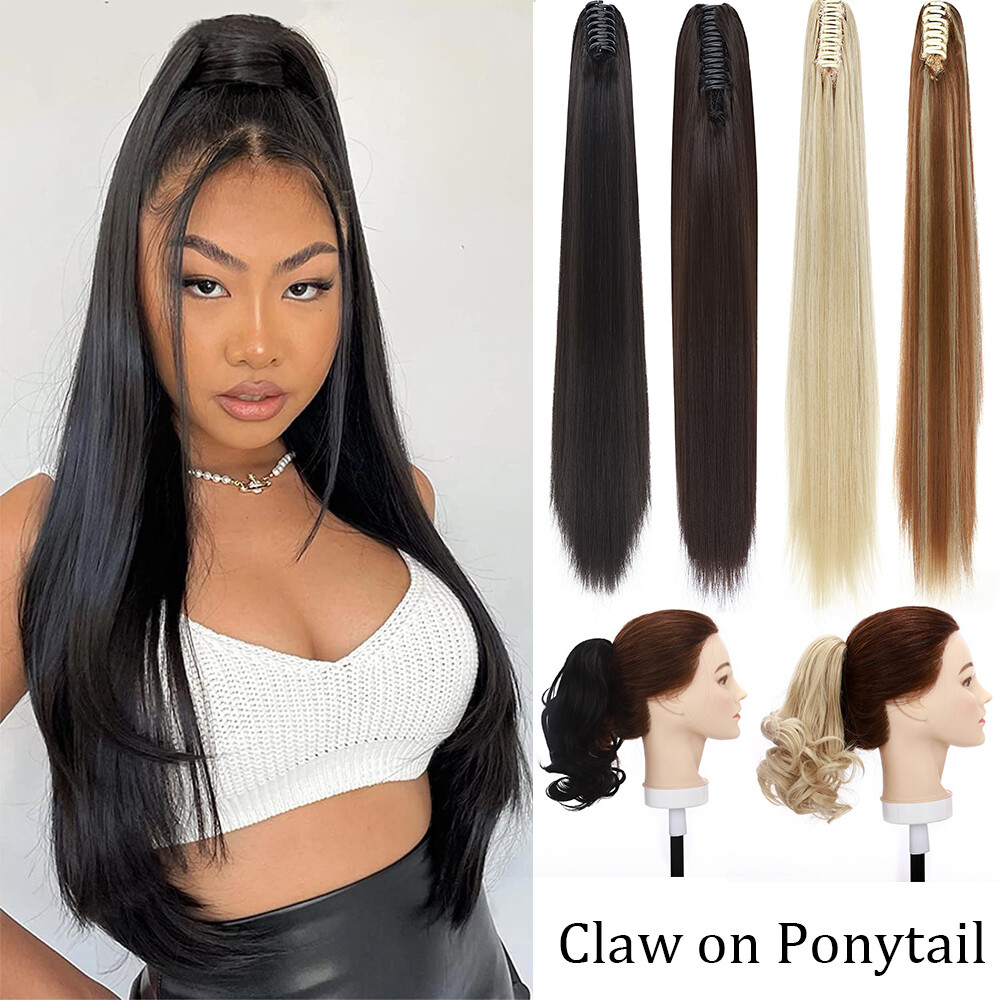 Curly Straight Claw om Ponytail Clip In Hair Extensions As Human Hair For Woman