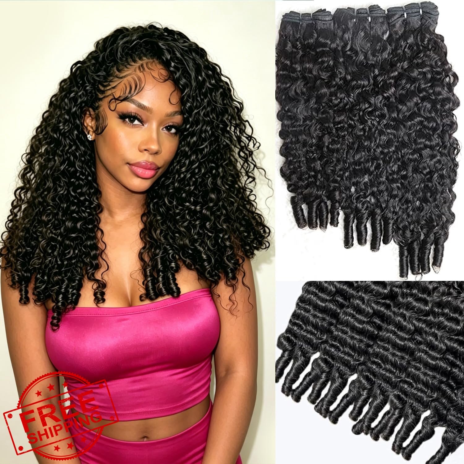 Karlami Burmese Curly Hair 16 18 20 Natural Black