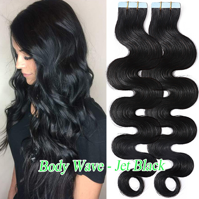 Seamless BODY WAVE Tape In Virgin Human Hair Extensions 80pcs Skin Weft THICK US