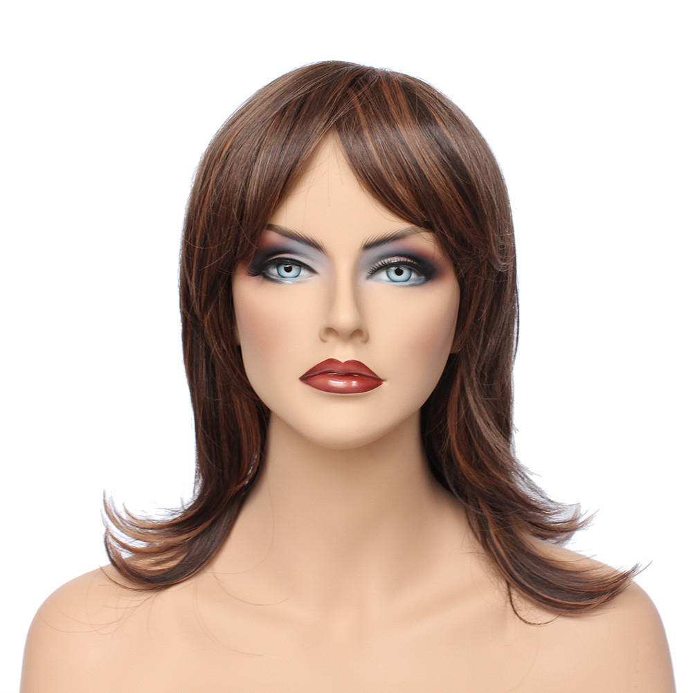 Classic Cap women Synthetic straight Short Golden/Dark Brown wig HengFeng SHL07