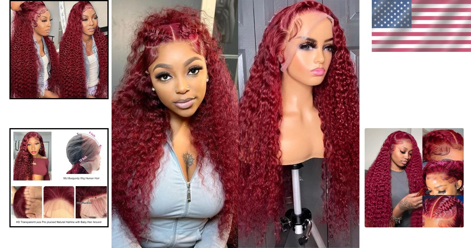 30 Inch Burgundy Human Hair Wig – 13×6 Lace Front Deep Wave Style