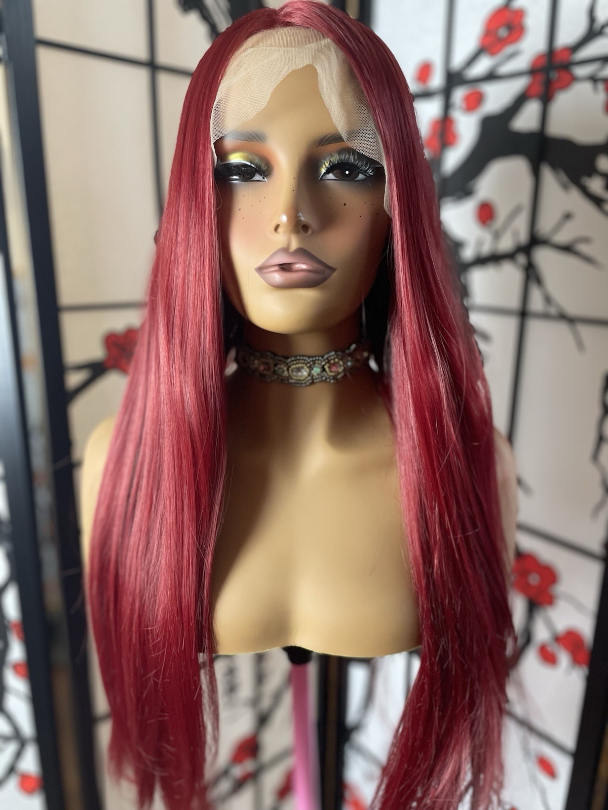Burgundy Red Lace Front Wig 26 Inch Straight 13×4 HD Lace Glueless Pre Plucked