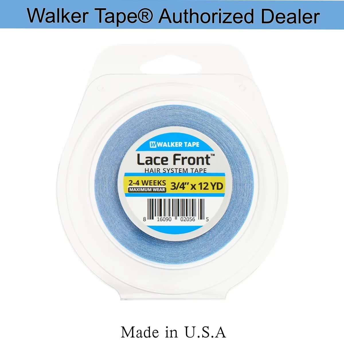 Walker 3/4″x 12yards Lace Front Support Tape (Blue Liner), Double Side Roll Tape