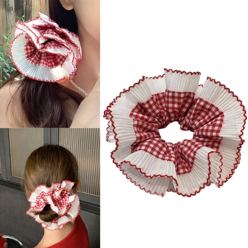 Elegant Hair Tie Double Layer Lace Scrunchy French Aesthetic Elastic Scrunchies