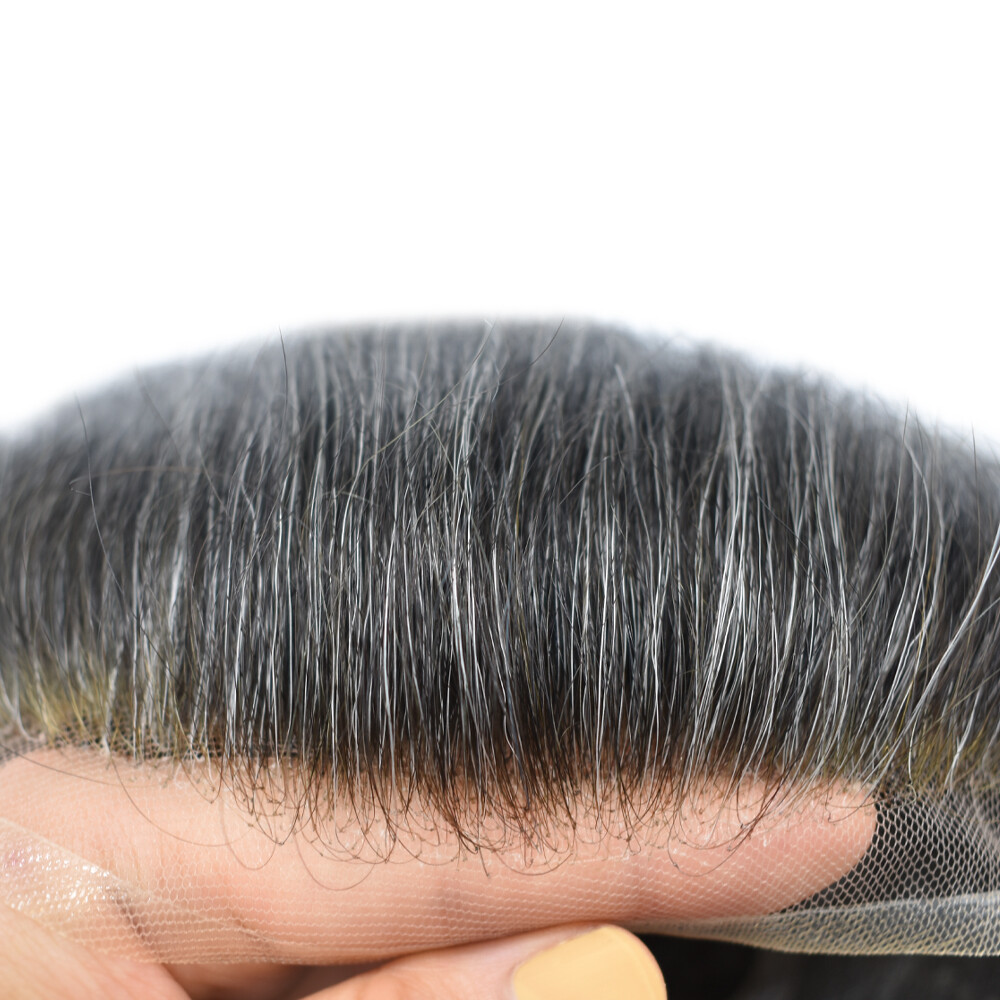 French Lace Front Mens Toupee Hairpeice Poly Skin Human Hair Replacement Systems
