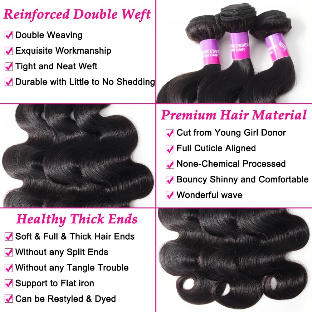 12A Human Hair Bundles 100g Body Wave Bundles Human Hair Extensions 24 Inch Braz