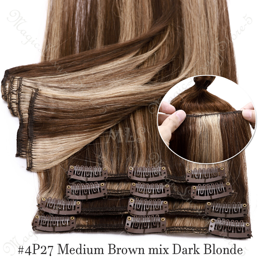 100% Human Hair Extensions Clip In Real Remy Hair Extensions Full Head CLEARANCE