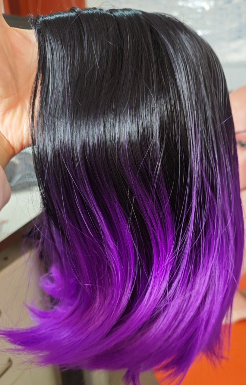 Ombre Black to Purple Wig Short Bob Wigs Shoulder Length Bob Hair Short Straigh