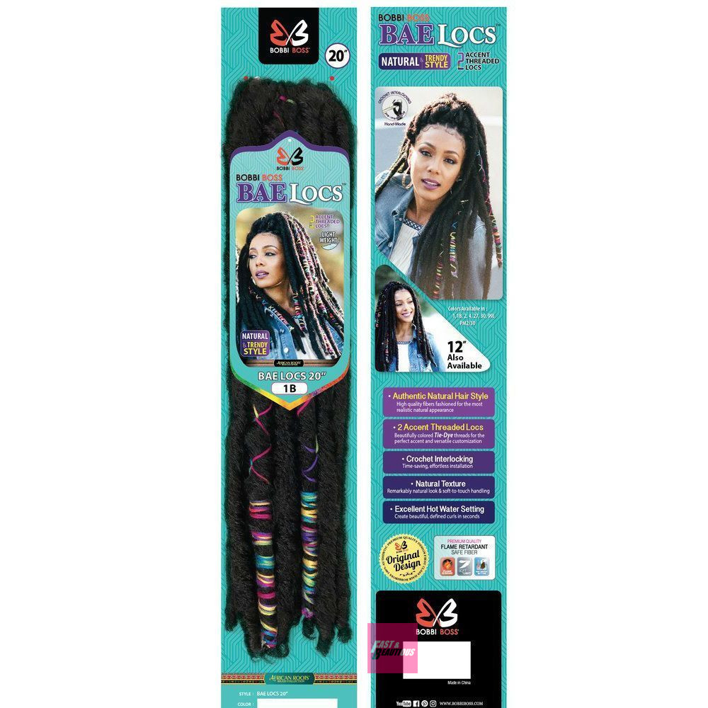 BAE LOCS 20″ – BOBBI BOSS PRE LOOPED CROCHET LOCS WITH 2 ACCENT THREADED LOCS