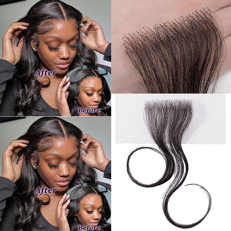 Swiss Lace Edges Baby Hair Stripes Pieces 100% Virgin Human Hair Extensions 2PCS