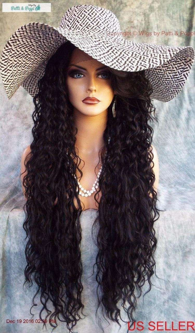 36″ X-LONG LACE FRONT DEEP C-PART HIGH HEAT SAFE WIG COLOR #1B SEXY 1127