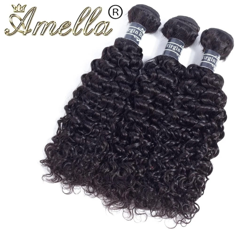 Hair 8A Brazilian Curly Virgin Kinky Human Hair Weave 3 Bundles 4 6 8 Inch, 2…
