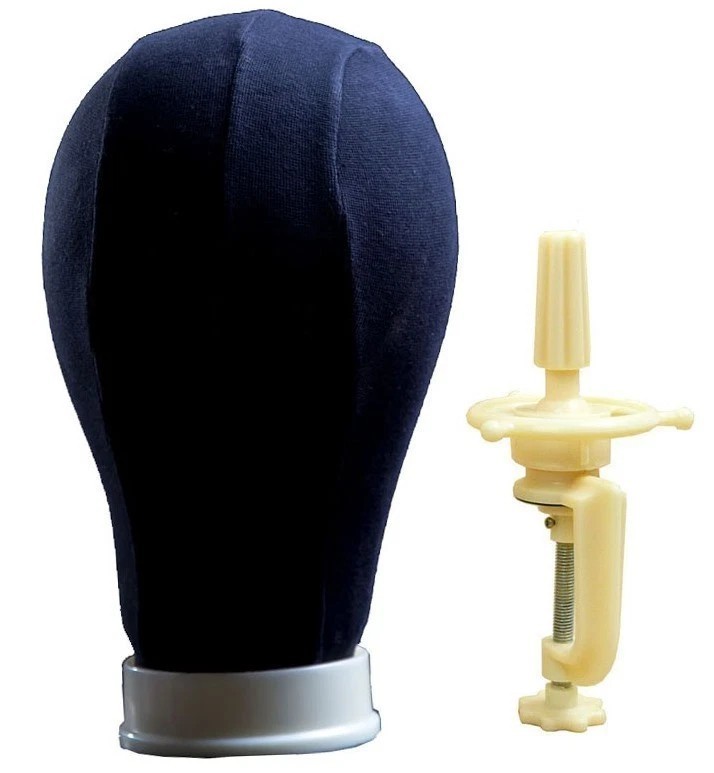 22″ 23” 24” 25” Canvas Wig Head Lace Hats Mannequin Beige Black with Clamp