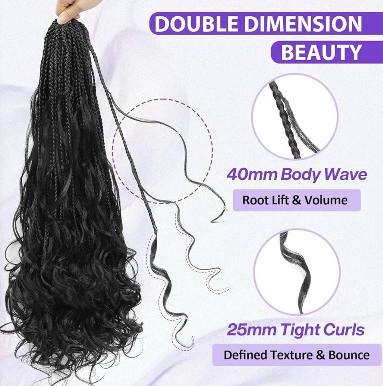French Curl Boho Crochet Braids 24inch 8 Pack Pre-Looped Synthetic Hair