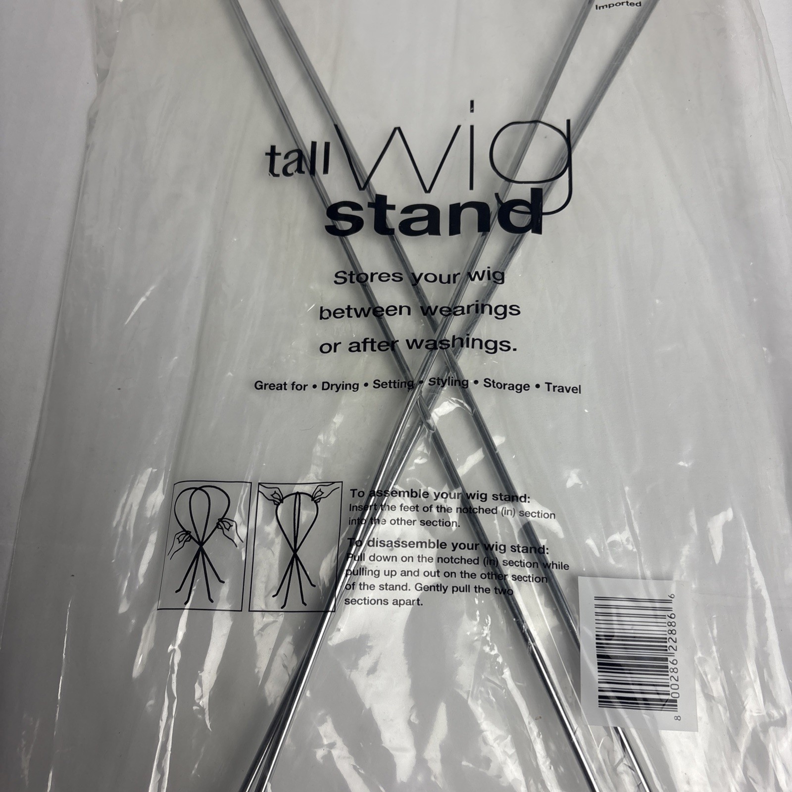 Tall Wig Hair Stand Metal New in Package Drying Setting Styling Storage Travel