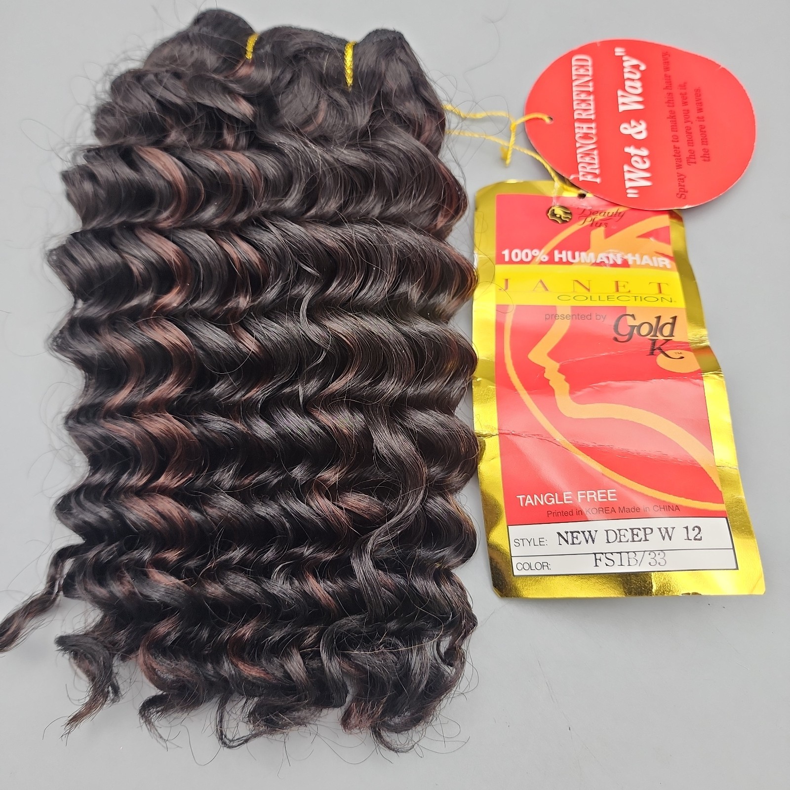 100% Human Hair New Deep W 12 Janet Collection Gold K Color FS1B/33 Wet & Wavy