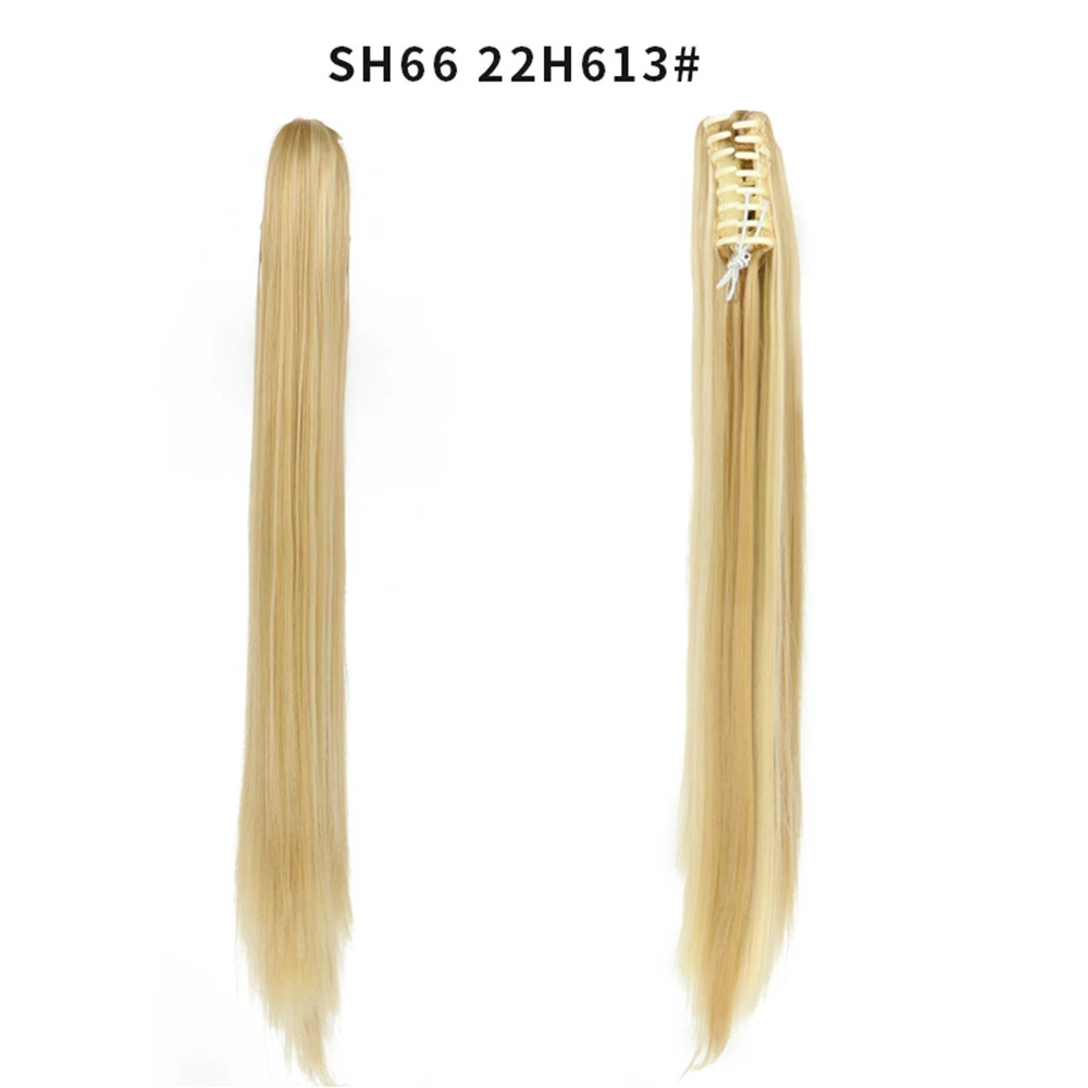 Women 24Inch Long Straight Synthetic Claw On Ponytail Hair Extensions Hairpiece