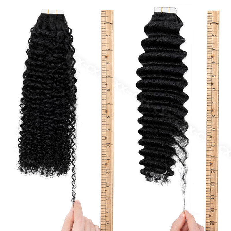 Kinky /Yaki PU Skin Wefts & Tape 100% Remy Human Hair Extensions 20pcs 50g Curly