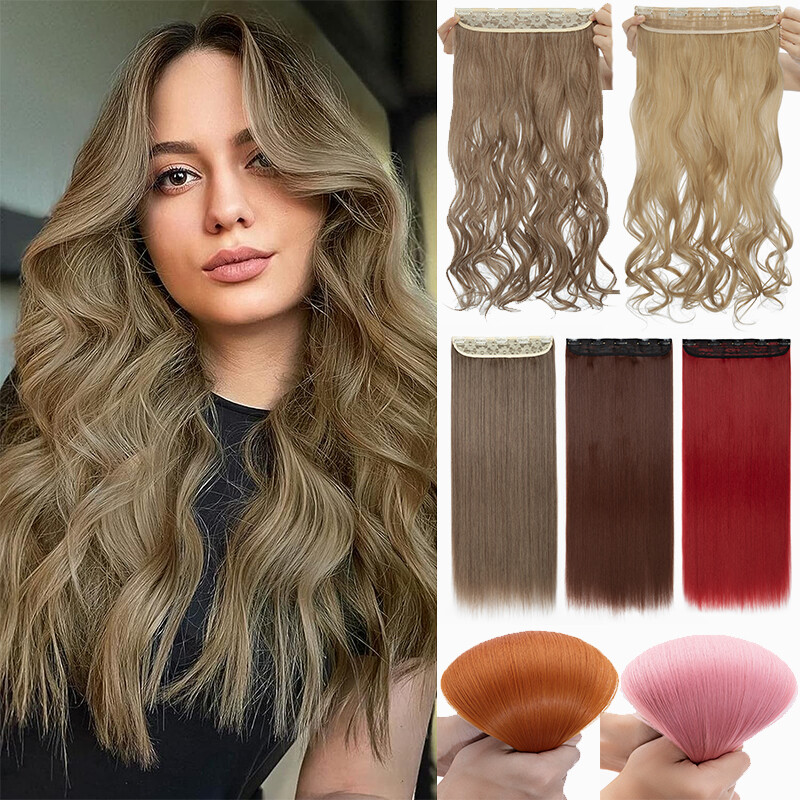 5CLIPS 1PCS Clip In Real as Remy Human Hair Extensions Hairpiece Long Thick Wavy
