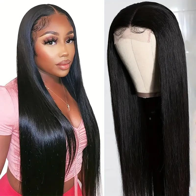 26 Inch Lace Front Wigs Human Hair Pre Plucked Straight Brazilian Glueless Lace