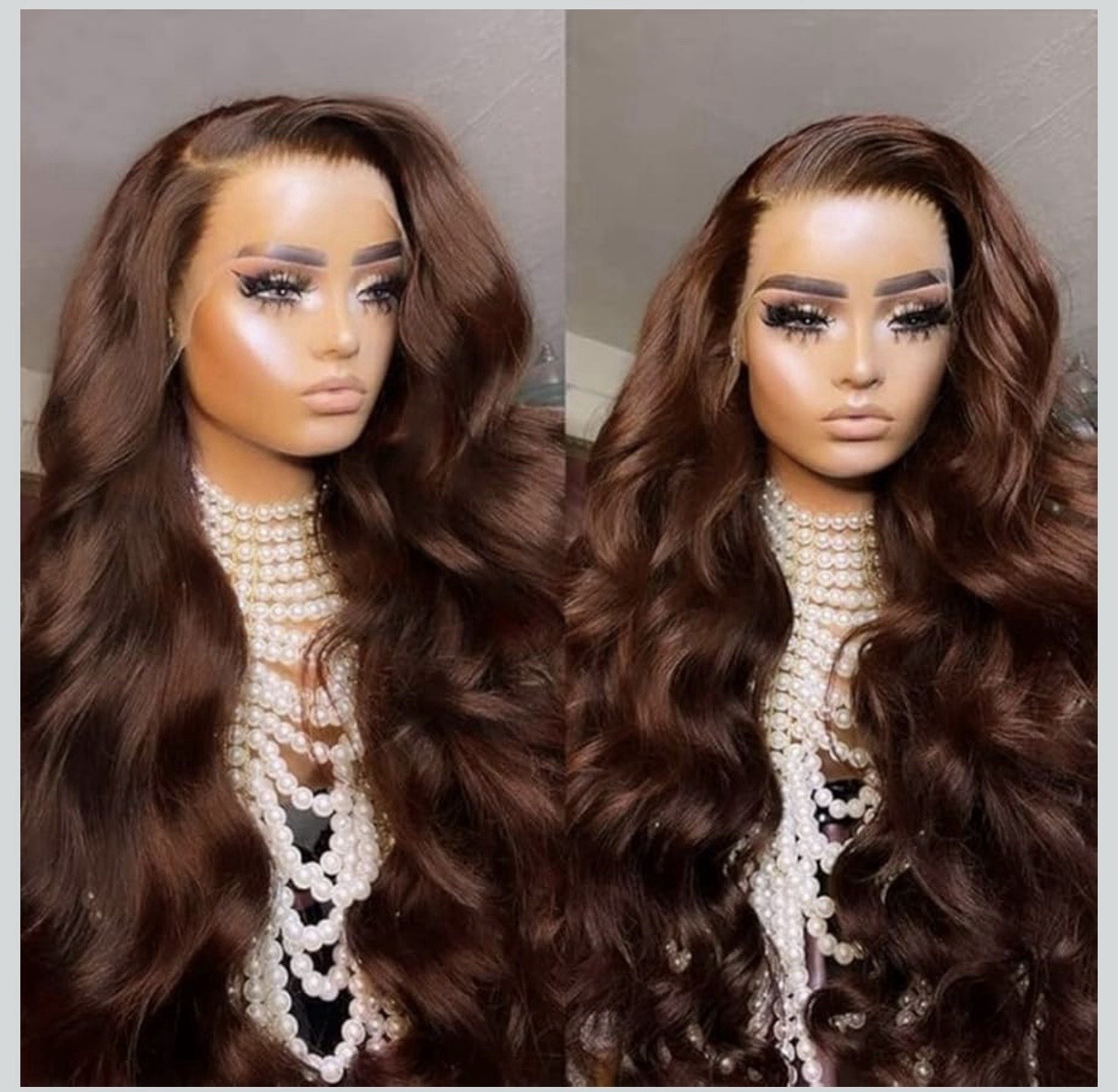 Dark Brown Lace Front Human Hair Wig Body Wave HD Lace Adjustable Straps