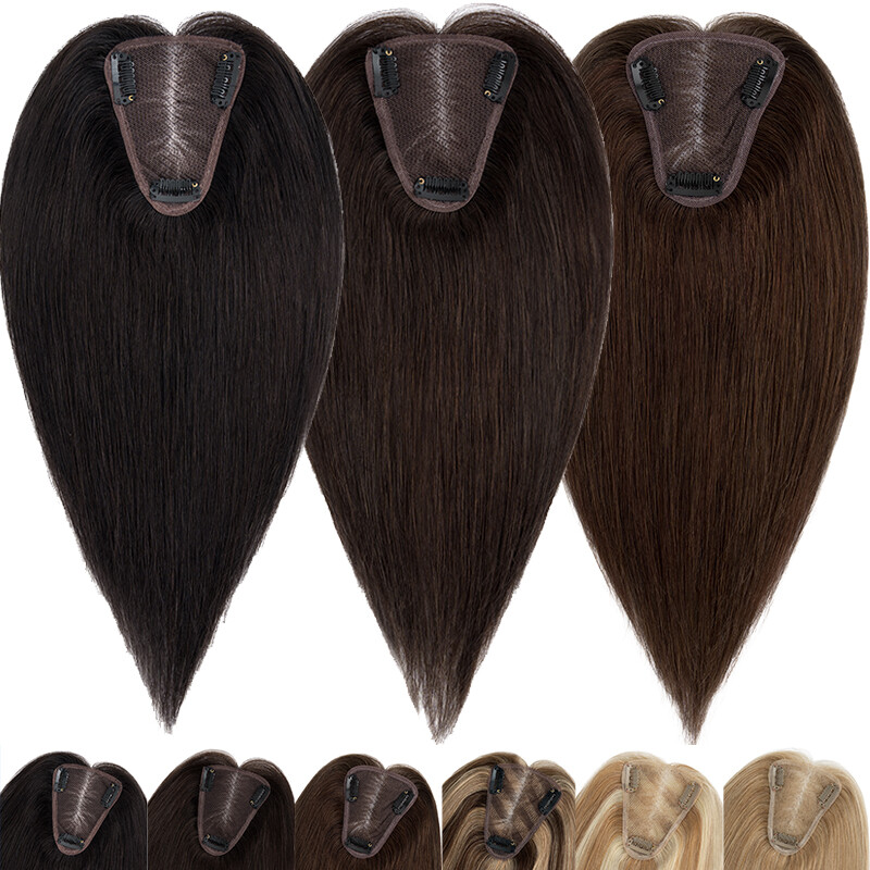 Full Lace Topper Clip in Real Remy Human Hair Toupee 8x10CM Hairpiece Free Part