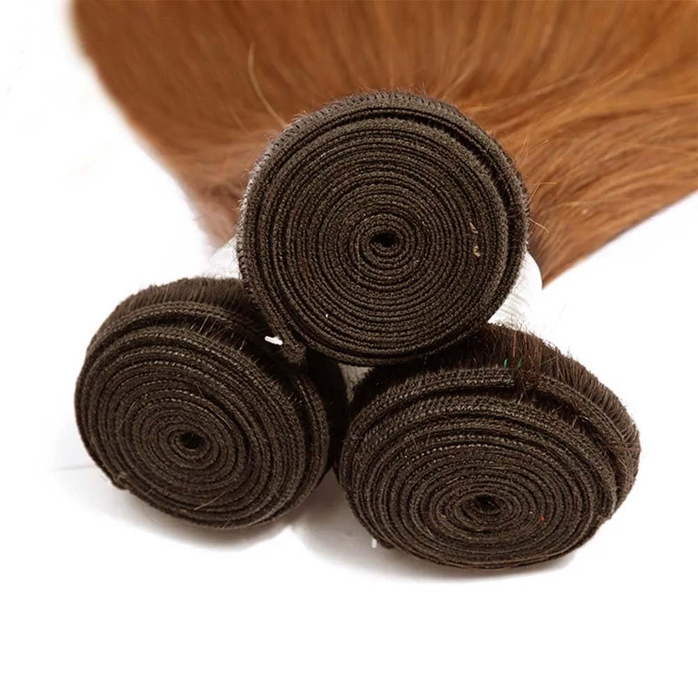 Niciitysi Light Brown Straight Bundles Human Hair Color 1B30 Bundles Ombre Two