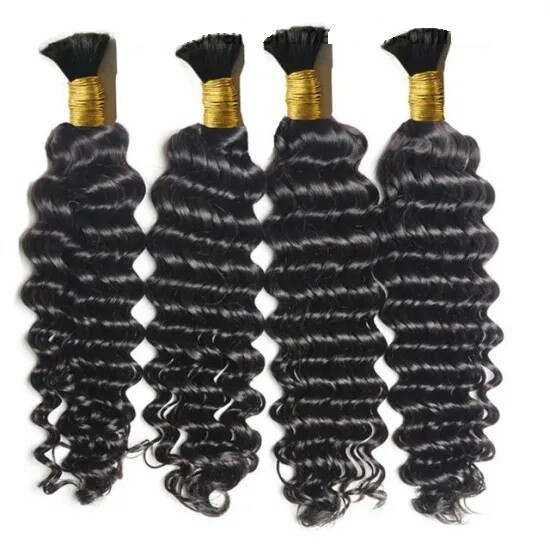 Deep Wave Human Hair Bulk For Braiding Brazilian Bulk Hair Weaving No Weft