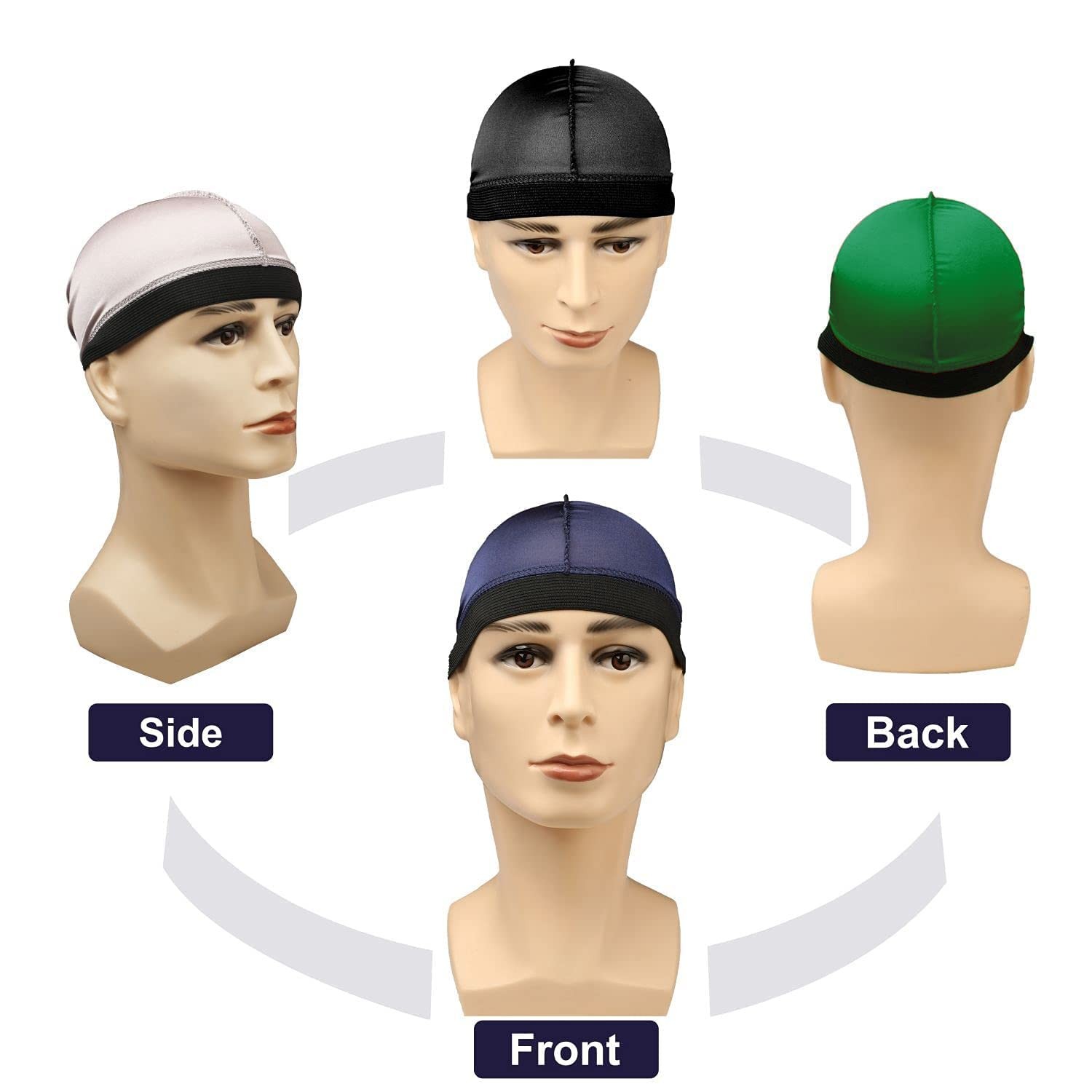 4 Pcs Silk Wave Cap Compression Over Silky Durag Stocking Wave Caps for Men