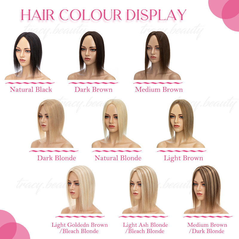 Clip In Top Real Human Remy Hair Topper Women Toupee Hairpiece Bangs Middle Part
