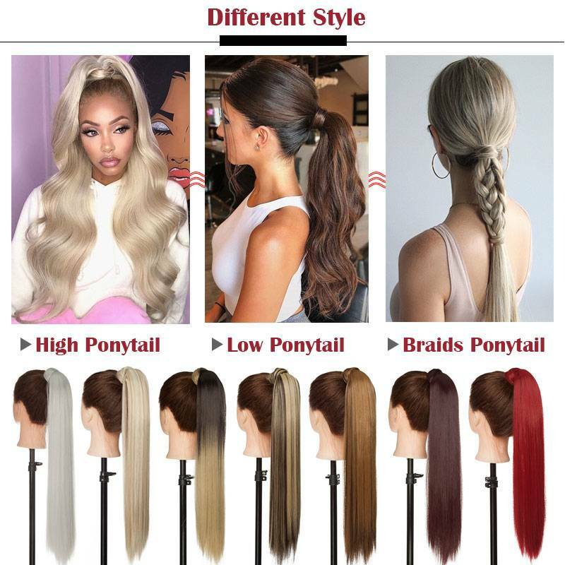 Long THICK Ponytail Clip In Hair Extensions Wrap On Pony tail Hairpiece as Human