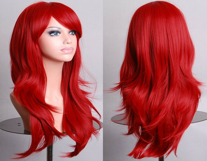 Lady Fashion 70cm Full Curly Wigs Cosplay Costume Anime Party Hair Wavy Long Wig