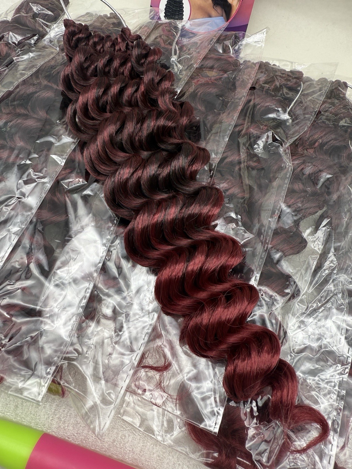 100% HandMade Deep Wave Crochet Hair Deep Curly Extensions 11″ Burgundy Red READ