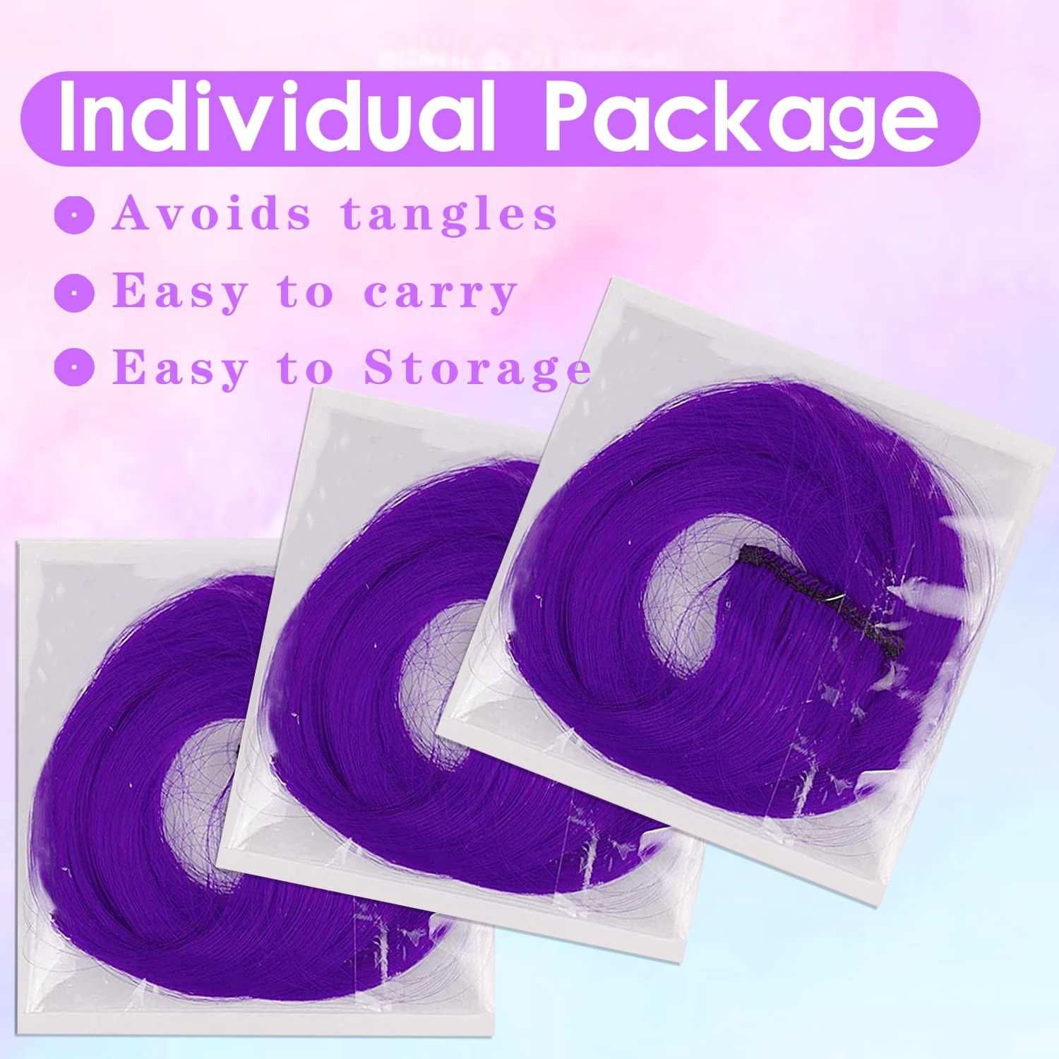 GPOVVIMX 12 PCS Purple Hair Extensions Clip in Curly Wavy Colored Extension f…