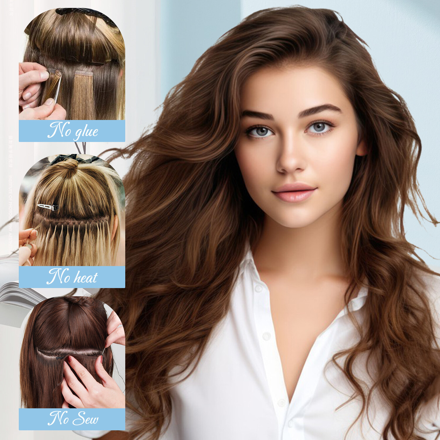 Upgrade V Shape One Piece 100% Clip in Remy Human Hair Extensions 3/4 Full Head