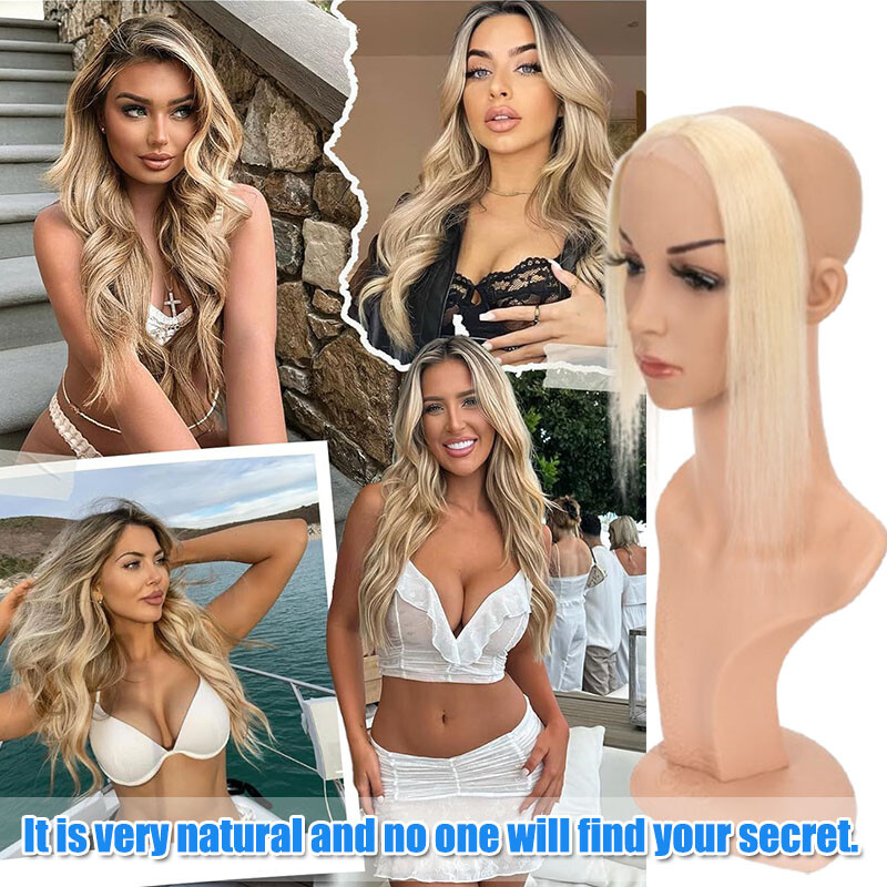 Hand-Tied Cover-up Human Hair Swiss Lace Hairline Hair Topper Forehead Hairpiece
