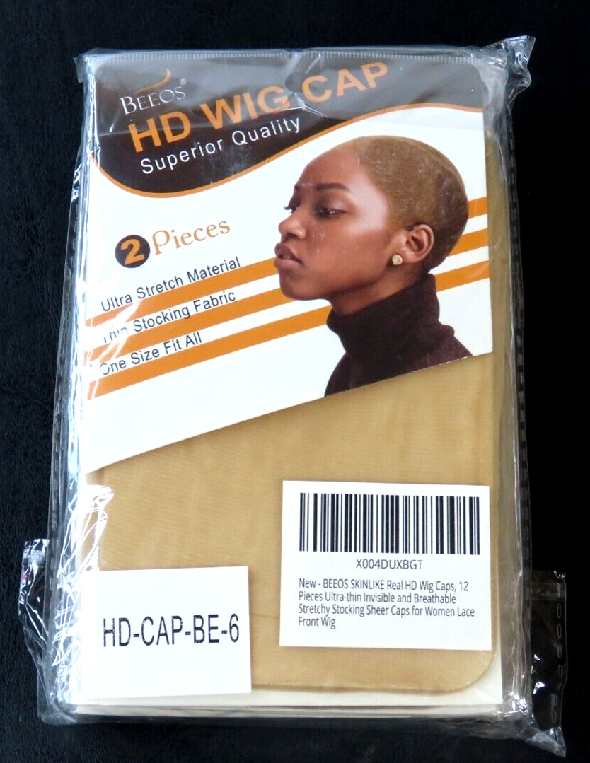 Beeos Skinlike HD Wig Cap 6/2ct Packs Invisible and Sheer Breathable Ultra-thin